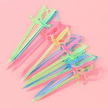 40 шт. разноцветных пластиковых шпажных палочек для шведского стола для фруктов, коктейлей, закусок, вилок