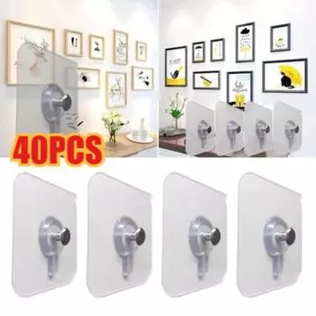 40 шт. самоклеящиеся гвозди для настенного крепления, бесследные фоторамки, клейкие гвозди для рисования, настенные гвозди, прозрачные крючки, шурупы 4Set