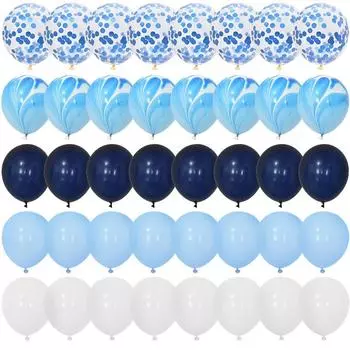 40 шт. синих воздушных шаров, набор из агата, мрамора, металлического конфетти, шары для детей, дня рождения, вечеринки, детского душа, выпускного, украшения, свадьбы Other