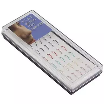 40 шт. смешанные цвета из нержавеющей стали, шпильки для носа, обручи, кольца для пирсинга, ювелирные изделия