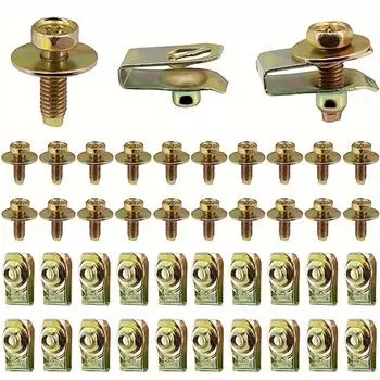 40 шт. сверхпрочных стальных U-образных зажимов для защиты капота автомобиля - надежные болтовые крепления с винтовой установкой 20 винтов и 20 гаек 20 screws&20 nuts