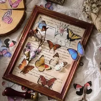 40 шт./упак. Наклейки серии «Бабочки» из искусственного ПЭТ-пластика, водонепроницаемые наклейки для декора, коллажа, ведения журнала, скрапбукинга своими руками розовый