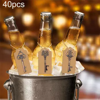 40 шт. Винтажный стиль открывалки для бутылок с ключом сувенирный подарочный набор свадебные сувениры с биркой для