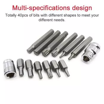 40 шт., велосипедный внутренний шестигранник из хром-ванадиевой стали, двенадцать точечных бит, комбинированный набор головок для велосипеда разноцветный
