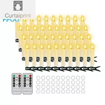 40 шт. водонепроницаемых свечей для рождественской елки с таймером и пультом дистанционного управления 2024 г., свечи для украшения дома, беспламенные мигающие светодиодные свечи