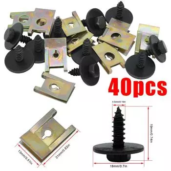 40 шт. защита двигателя шасси, металлические гайки/винтовые шайбы, U-образный зажим, винты с крестообразным шлицем для автомобильного крыла, бампера для BMW E46 E92 E90 F10