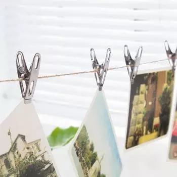 40 шт. зажимов из нержавеющей стали для одежды, прищепок для фотобумаги, прищепок для белья, зажимов для поделок, домашнего декора, металлических зажимов для хранения в домашних условиях