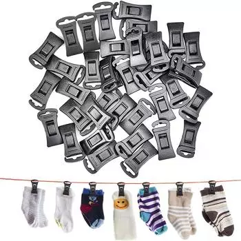 40 шт., зажимы для носков, подвесной держатель для носков с крючком, нескользящий зажим для носков для веревки для белья 40pcs