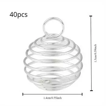 40 шт. Железный полый кулон с подвесным пружинным шариком, кулон с полым фонарем, пружинным шариком, серьги-подвески своими руками, ювелирные аксессуары 40pcs