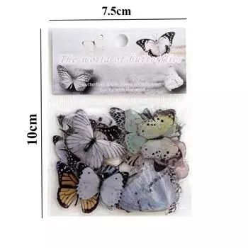 40 штук/упаковка Наклейки серии Бабочки Арт-коллаж Дневник DIY Скрапбук ПЭТ Водонепроницаемые Крафт Эстетические Наклейки