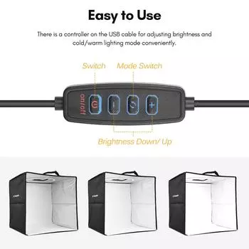 40 см/16 дюймов складная светодиодная палатка портативный настольный световой короб для фотостудии 128 шт. светодиодные бусины чёрный