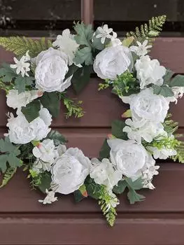 40 см белый цветочный венок венок на входную дверь цветочный искусственный венок из пионов для дома передняя дверь фермерский дом Добро пожаловать офисная стена декор балкона белый