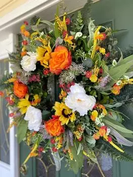 40 см цветочные венки для входной двери на лето и весну в любое время года, в помещении и на открытом воздухе круглый год венок фермерский дом крыльцо наружные украшения разноцветный