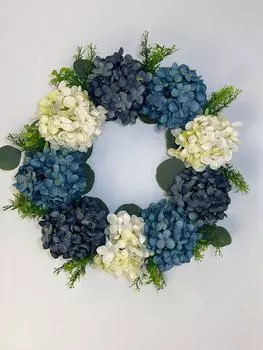 40 см искусственные цветы синие гортензии венки для лета гортензия венок для входной двери фермерского дома стены окна украшение для вечеринки синий
