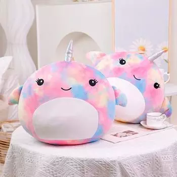 40 см красочная плюшевая игрушка нарвал, мягкая милая кукла, мягкая радужный кит, рыба, морские животные, игрушки для детей, подарок для девочки 40cm