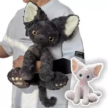 40 см кудрявый мех имитация плюшевой игрушки кошка большие уши супер мягкая нежная детская подушка для украшения дома подарки для девочек about 38-40cm