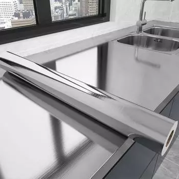 40 см матовая серебристая самоклеящаяся огнестойкая и водонепроницаемая современная обои для холодильника, гостиной, кухни, столешницы 40CMX5M