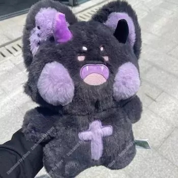 40 см плюшевая игрушка Демон Дуду Мяу, плюшевая игрушка Кот Кавайи, мягкие игрушки Кот, милые плюшевые игрушки Кот в подарок для девушки и детей чёрный