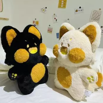 40 см плюшевая игрушка-кошка Дуду, плюшевая игрушка в виде лисы, плюшевая мягкая игрушка в виде крыльев котенка, хлопковая подушка для дивана, для детей, для девочек, прекрасный подарок 40cm белый/розовый