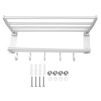 40 см полка для душа складная алюминиевая вешалка для полотенец с 5 крючками серебристая