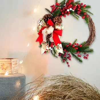 40 см рождественский венок на дверь искусственная шишка красные ягоды для вечеринок