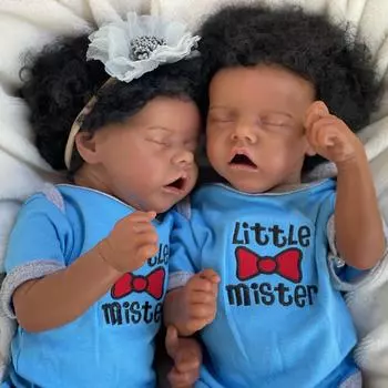 40 см Темная кожа TwinsA Bebe Мягкая виниловая кукла Reborn для девочек с прошитыми волосами/новорожденного всего тела