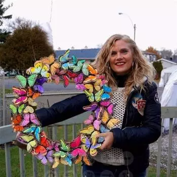 40 см венок из бабочек, весенний, красочный, декоративный, для входной двери, искусственный венок ручной работы для сезонного декора