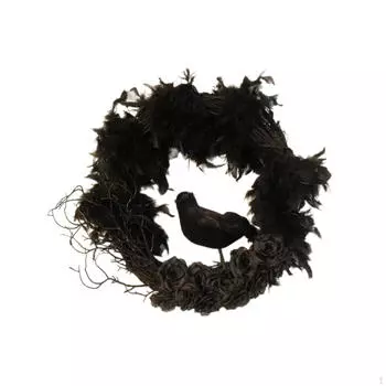 40 см венок на входную дверь на Хэллоуин с черной розой, ручная работа, декоративное универсальное украшение для