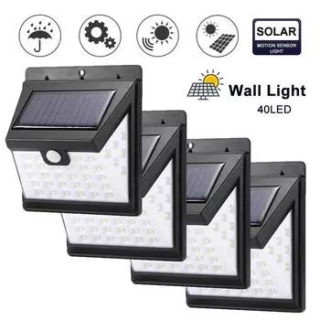 40 светодиодный солнечный настенный светильник с датчиком движения для использования вне помещений водонепроницаемый уличный фонарь безопасности