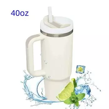 40 унций Большая емкость 304 нержавеющая сталь Изолированная кружка Офисная ручка кружка Офисная автомобильная изолированная холодная изолированная автомобильная кружка бутылка для воды 1200ml
