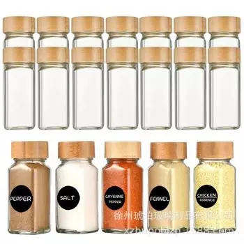 40 унций квадратная банка для приправы Бутылка для приправы из перца 24 комплекта Бутылка для приправы из перца 90 мл 120 мл Банка для приправы из бамбука и стекла