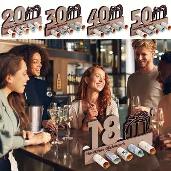 40 уникальных денежных подарков для 16 друзей, памятный подарок на день рождения, 3D-деревянный держатель денег, подарки на день рождения, 18 декораций для вечеринок, 1 шт. 70Y
