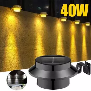 40 Вт 8 шт. солнечные палубные светильники наружные солнечные светодиодные светильники водонепроницаемые IP65 светильники для забора ландшафтный светильник для украшения садового забора White shell warmth-1pcs