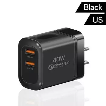 40 Вт ЕС США вилка быстрое USB зарядное устройство настенное зарядное устройство адаптер для iPhone Samsung Xiaomi Redmi двухпортовое дорожное зарядное устройство 2A выход Black US Plug