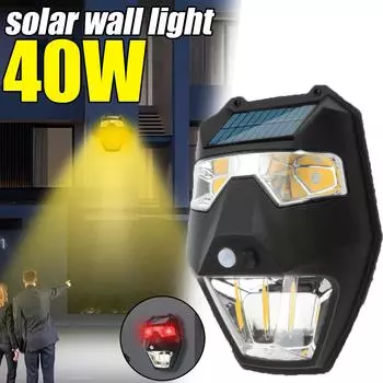 40 Вт уличный солнечный вольфрамовый провод настенный светильник 5 режимов COB+LED маска предупреждающий свет датчик движения настенные светильники для сада виллы патио двора Three modes-20W