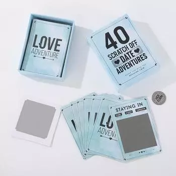 40 веселых и романтических идей для свиданий с отрывными картами. Карточная игра для парня, жены, мужа. Идеально подходит для свидания. синий