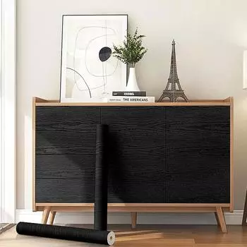 40cm Black Wood Peel And Stick Paper Decorative Self-Adhesive Film For Furniture Real Wood Tactile Sensation Surfaces Easy Clean 40cmx5m
