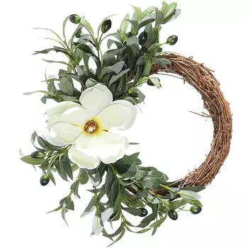 40Cm Half Ring, Simulated Olive Wreath Fake Flower Wall Hanging Home Decoration 40cm