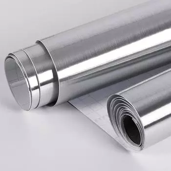 40cm metal brushed silver wall sticker living room kitchen refrigerator countertop adhesive wallpaper Waterproof stainless steel 40cmX5m