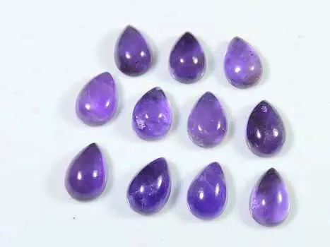 40Cts. Natural Amethyst Pear Crytsal Cabochon Gemstone 10Pcs Lot 08X12MM RQ-1777