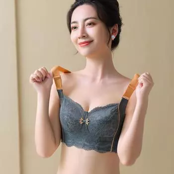 40E новый стиль, большая грудь, маленькое тонкое нижнее белье без стального кольца, женское нижнее белье с полной чашкой, чтобы получить вспомогательный бюстгальтер для регулировки груди 40E синий