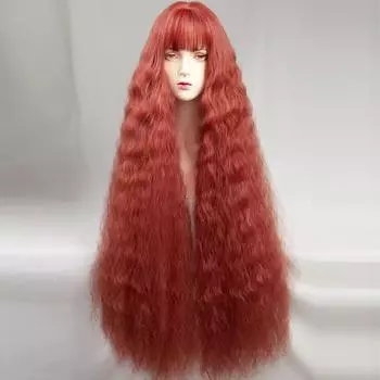 40In синтетический длинный вьющийся парик Белый Розовый Коричневый Оранжевый Лолита Косплей Женский Парик Волос для Ежедневной Вечеринки оранжевый