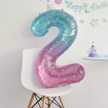40inch Giant 0-9 Starry Sky Number Balloon Helium Foil Mylar Balloon Kids Mermaid Birthday Party Decorations Air Balloons Globos 40INCH