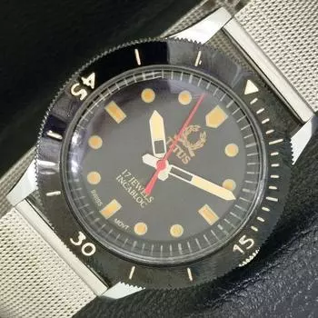 40MM REFURBISHED TITUS SWISS MENS TURNABLE BEZEL BLACK DIAL WATCH a430807-2 R104-a430807