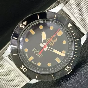 40MM TURNABLE BEZEL SWISS MENS REFURBISHED TITUS BLACK DIAL WATCH a430808-2 R104-a430808