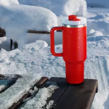 40oz Stainless Steel Mug Flip Straw Cup With Leak Proof Lid Built In Straw And Handle Valentine s Day Gift Mug (red Heart) One Size красный