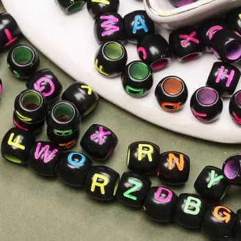 40pcs 8*9mm Cylinder Acrylic Alphabet Letter Big Hole Beads For Jewelry Making DIY Bracelet Necklace Charms Jewelry Accessories