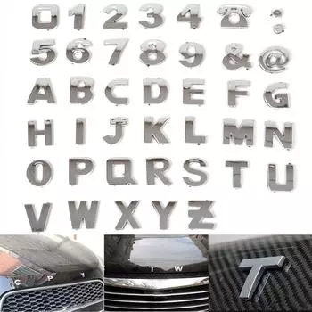 40Pcs (АЗ,0-9) 28 мм наклейки на автомобиль 3D DIY металлический алфавит наклейка эмблема буква серебряный значок украшение для авто логотип стиль CN