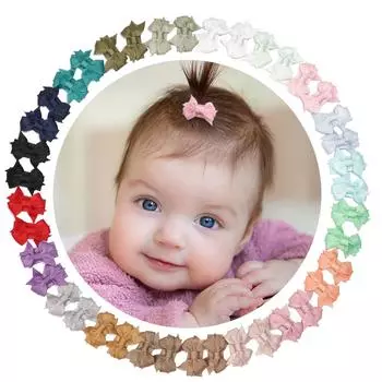 40Pcs Baby Girl Small Hair Bows Clips 1.4 inches Grosgrain Ribbon Clips for Infant Girls-Fully Lined Mini Bows in 20 Color Pairs