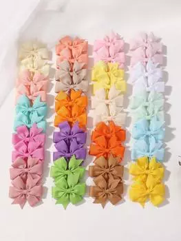 40pcs Baby Girls Hair Bows Clips Set Random Color 2.5 Grosgrain Ribbon Bowbot Hairpin Barrettes Headwear Hair Accessories Gift